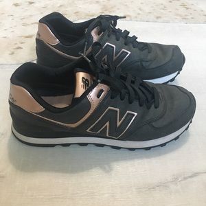 Rose gold detailed-Charcoal New Balance Sneakers